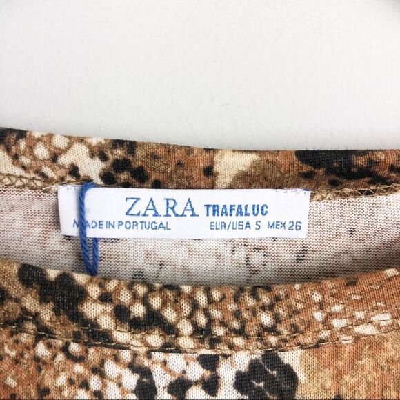 ZARA | Snakeskin Print Graphic Tee Short Sleeve NEW!Women’s Size Small Brown - Picture 6 of 10